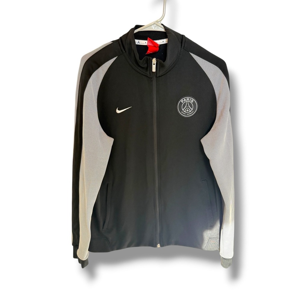 Nike PSG Track Jacket Mens Large Black White Paris Saint-Germain Soccer Full Zip